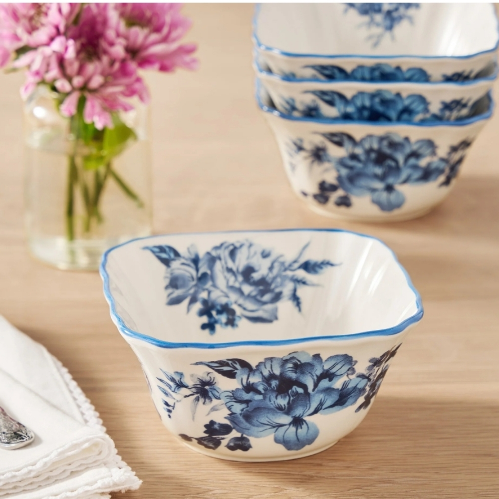 ❤️ New 2025 4 Pack The Pioneer Woman Delilah Blue Set Of 4 Bowls